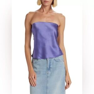Reformation Satin Purple Strapless Top
